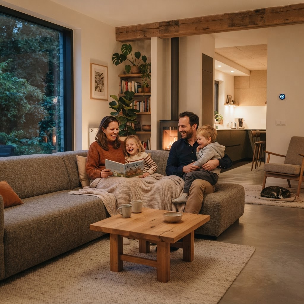 Famille heureuse à la maison